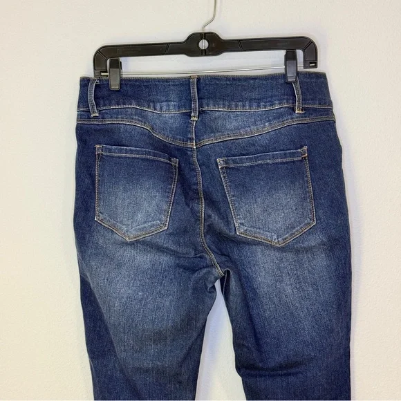 d. jeans Dark Wash Skinny Ankle Mid Rise Jeans Double Button Size 12 - Picture 5 of 8